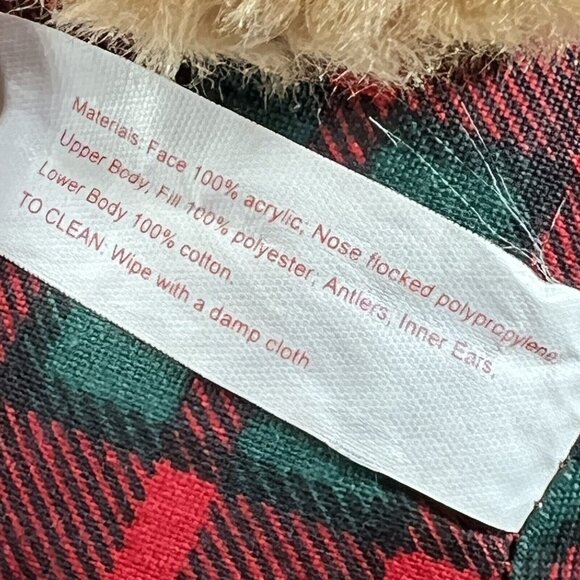 VTG 1995 Avon Reindeer Moose Plush Plaid Antlers Scarf Hat Stripped Stockings - Picture 8 of 9